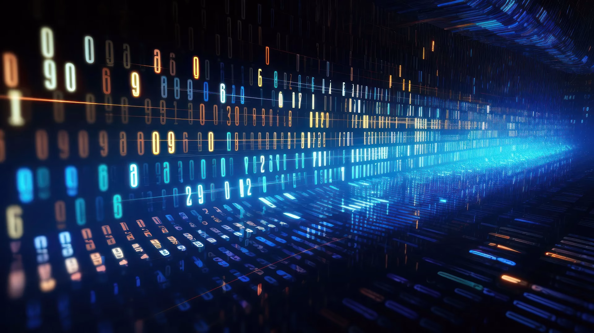 Abstract image of digital data being transferred